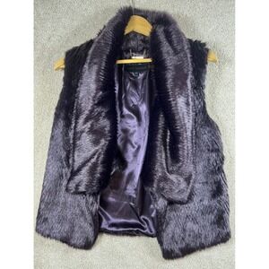 Steve Madden Faux Fur Vest PURPLE Sleeveless Glam BOHO Vest Size Medium RETRO